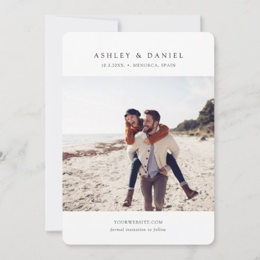 Menorca Spanien Hochzeit Retten Sie das Datum Einladung (Rückseite)