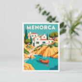 Menorca Spanien Kunst Vintage Illustration Postkarte (Stehend Vorderseite)