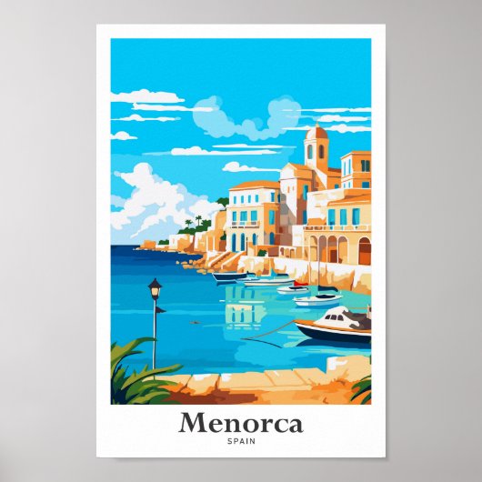 Menorca Spanien Reisen Kunst, Vintage Illustration Poster (Vorne)