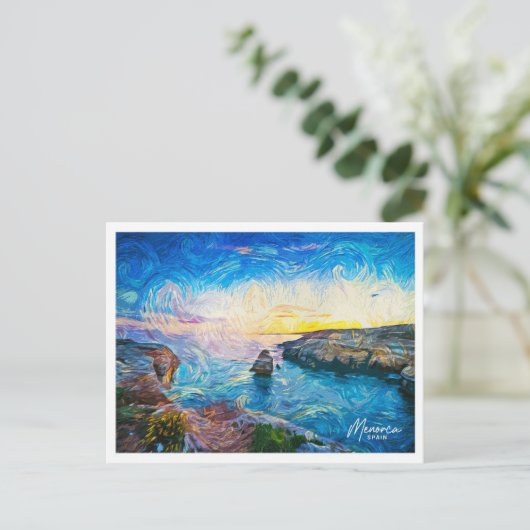 Menorca Spanien Schönes Öl Paint Landschaft Postkarte (Stehend Vorderseite)
