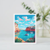 Menorca Spanien Vintage Illustration Po Postkarte (Stehend Vorderseite)