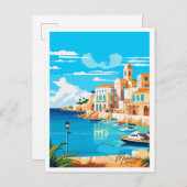 Menorca Spanien Vintage Illustration Postkarte (Vorne/Hinten)