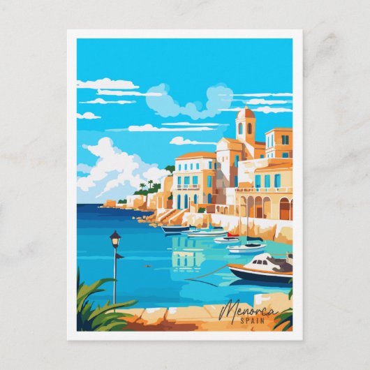 Menorca Spanien Vintage Illustration Postkarte (Vorderseite)