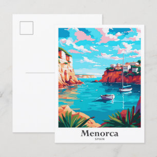 Menorca Spanien Vintage Reiseportrait Illustration Postkarte