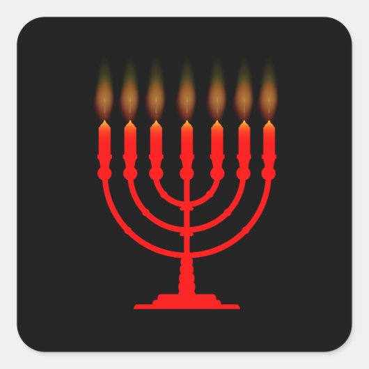 Menorh mit sieben Kerzen Quadratischer Aufkleber (Vorderseite)