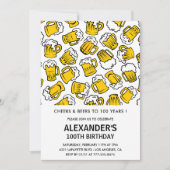 Mens 100. Geburtstag Einladungen Beers Pattern (Vorderseite)