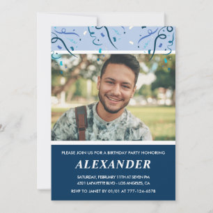 Mens 23. Geburtstag Einladungen Foto Navy Blue