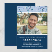 Mens 26. Geburtstag Einladungen Foto Navy Blue (Vorne/Hinten)