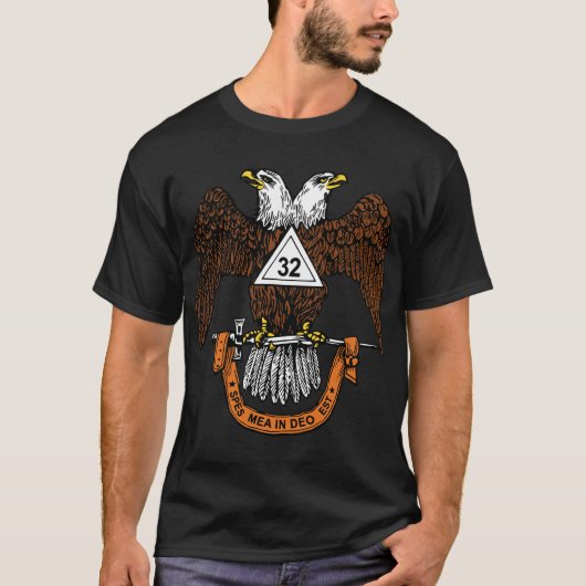 Mens 32. Grad Masonic Scottish Rite Wings Down T-Shirt (Vorderseite)