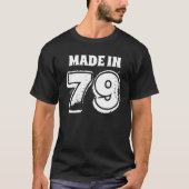 Mens 40. Geburtstag Made in 79 Typografie Schwarz T-Shirt (Vorderseite)