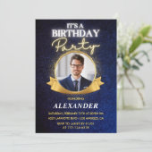 Mens 46. Geburtstag Einladungen Elegant Chic (Stehend Vorderseite)