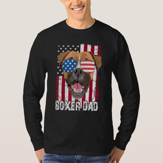 Mens 4th of July Boxer Dog Dad Father Day USA Fla T-Shirt (Vorderseite)