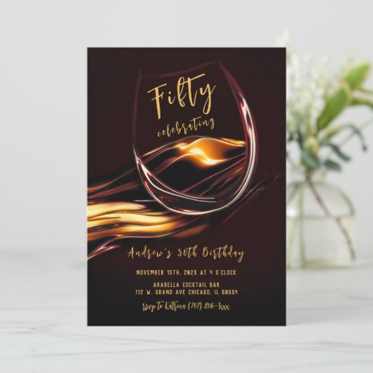 Mens 50. Geburtstag Einladung (Stehend Vorderseite)