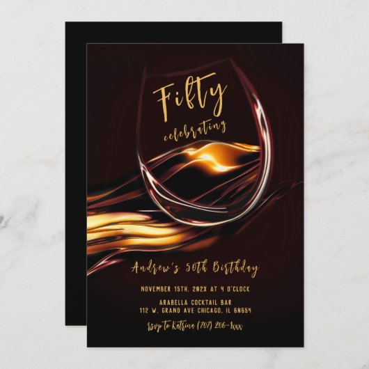 Mens 50. Geburtstag Einladung (Vorne/Hinten)