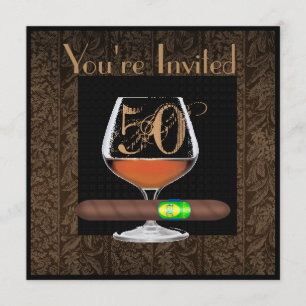 MENS 50. Geburtstag EINLADUNGEN COGNAC-VORLAGE