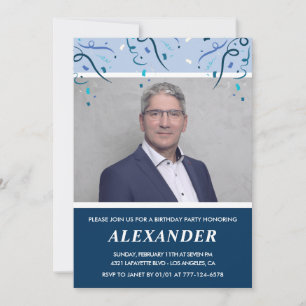 Mens 50. Geburtstag Einladungen Foto Navy Blue