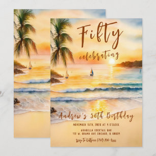 Mens 50. Geburtstags-Strandparty Einladung