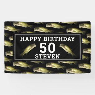 Mens 50. Geburtstagspartei Bass Fishing Personalis Banner