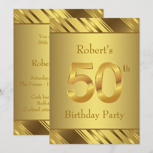 Mens 50. Geburtstagsparty Einladung (Vorne/Hinten)
