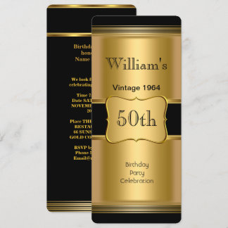 Mens 50. Geburtstagsparty Gold Black Vintag Einladung