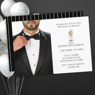 Men's 50th Birthday Black Tuxedo Ball Einladung