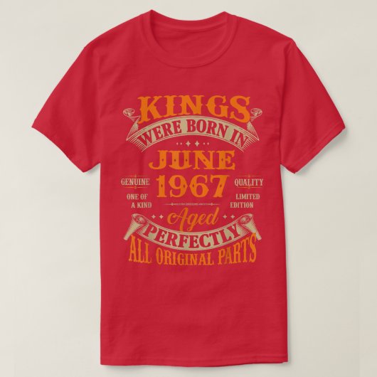 Mens 55th Birthday Gift For Kings Born In June 196 T-Shirt (Design vorne)