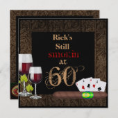 MENS 60. GeburtstagsWINE, Karten, Zigarren Einladung (Vorne/Hinten)