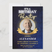 Mens 90. Geburtstag Einladungen Elegant Chic (Vorderseite)