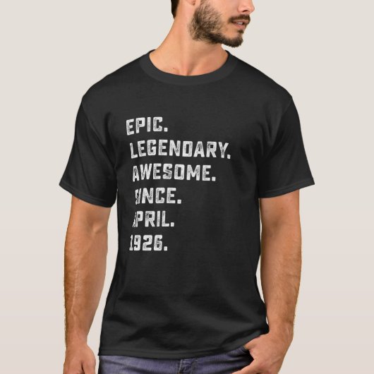 Mens 95Th Birthday Gifts Epic Awesome Legend Since T-Shirt (Vorderseite)