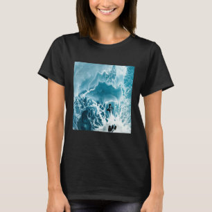 Mens Abstrakt Blue Ocean Waves Muster Moderne Kuns T-Shirt