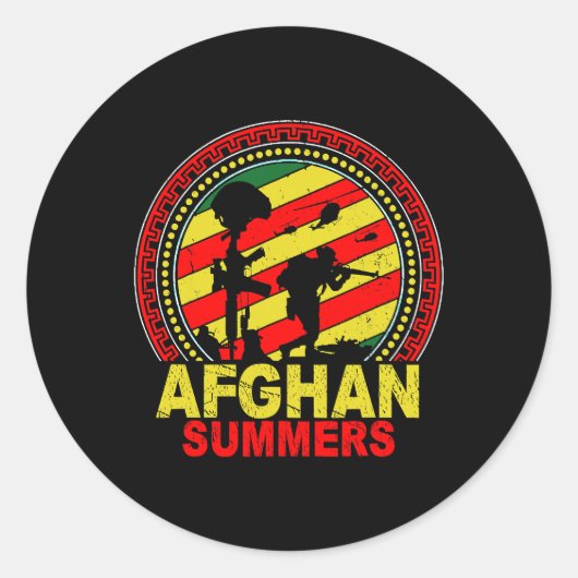 Mens Afghan Summers Veteran Vintag Runder Aufkleber (Vorderseite)