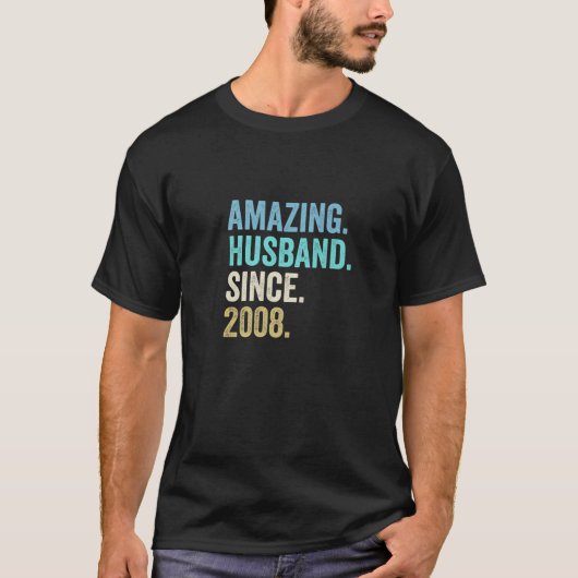Mens Amazing Husband Since 2008 14Th Wedding Anniv T-Shirt (Vorderseite)