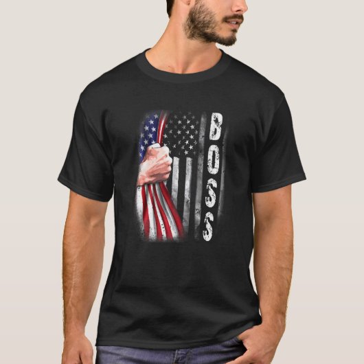 Mens American Boss Flag Bump Boss T-Shirt (Vorderseite)
