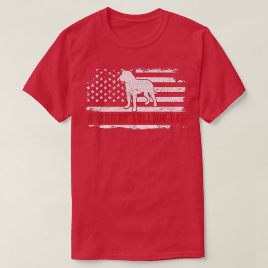 Mens American Bulldog Dad Distressed American Flag T-Shirt (Design vorne)