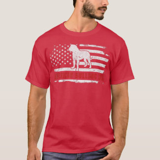 Mens American Bulldog Dad Distressed American Flag T-Shirt