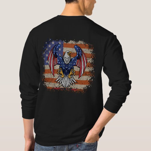 "Men's American Eagle Flag Long Sleeve T-Shirt" T-Shirt (Rückseite)