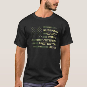 Mens American Flag Band Daddy Poppy Veteran Pro T-Shirt