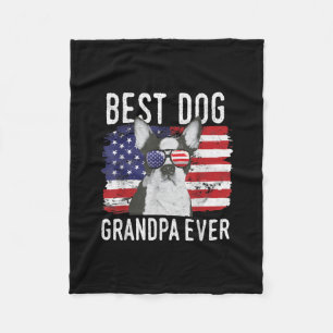 Mens American Flag Best Dog Opa je Boston Fleecedecke