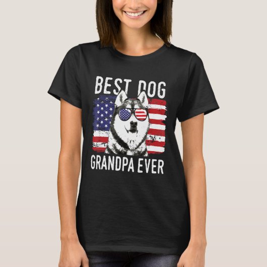 Mens American Flag Best Dog Opa jemals Sibirien T-Shirt (Vorderseite)