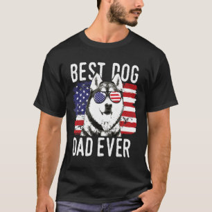 Mens American Flag Best Dog Vater je sibirischen H T-Shirt