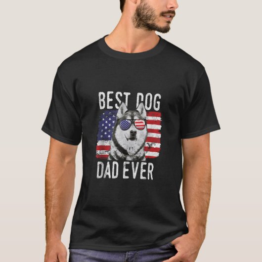 Mens American Flag Best Dog Vater je sibirischen H T-Shirt (Vorderseite)
