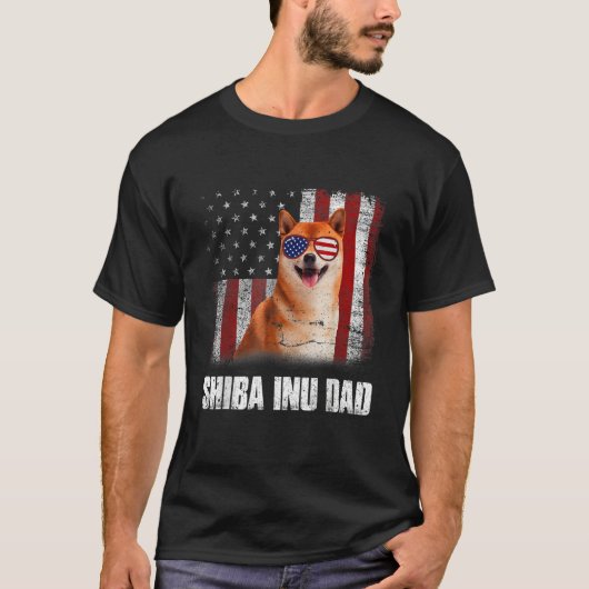 Mens American Flag Best Shiba Inu Dad Ever Dog Dad T-Shirt (Vorderseite)