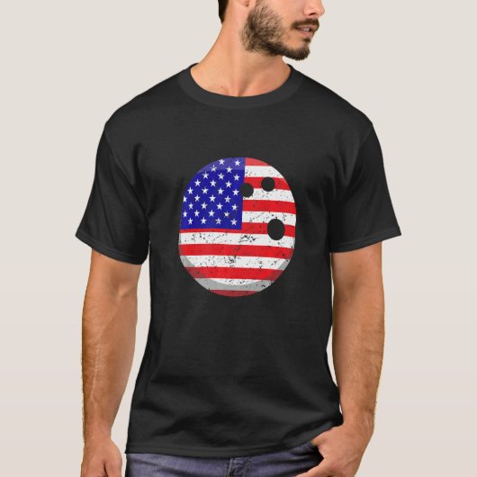 Mens American Flag Bowling 4. Juli USA Männer Frau T-Shirt (Vorderseite)
