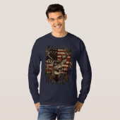 Men's American Flag Deer Hunting Tee, Long Sleeves T-Shirt (Vorne ganz)