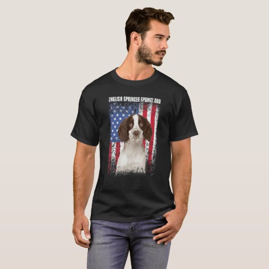Mens American Flag English Springer Spaniel Vater T-Shirt (Vorne ganz)