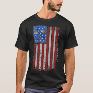 Mens American Flag Pistole Muscle Patriotic Vintag T-Shirt