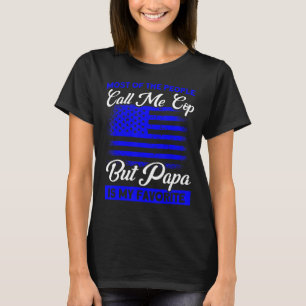Mens American Flag Polizist, aber Papa ist mein Li T-Shirt