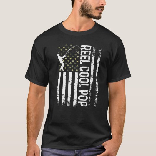 Mens American Flag Reel Cooler Pop für Daddy Husba T-Shirt (Vorderseite)