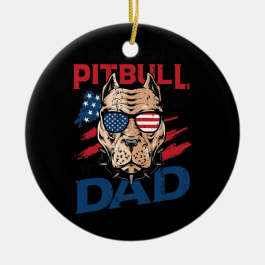 Mens American Pitbull Vater 4. Juli Keramik Ornament (Vorne)