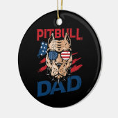 Mens American Pitbull Vater 4. Juli Keramik Ornament (Links)